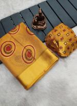 Satin Mustard Casual Wear Foil Printed Saree